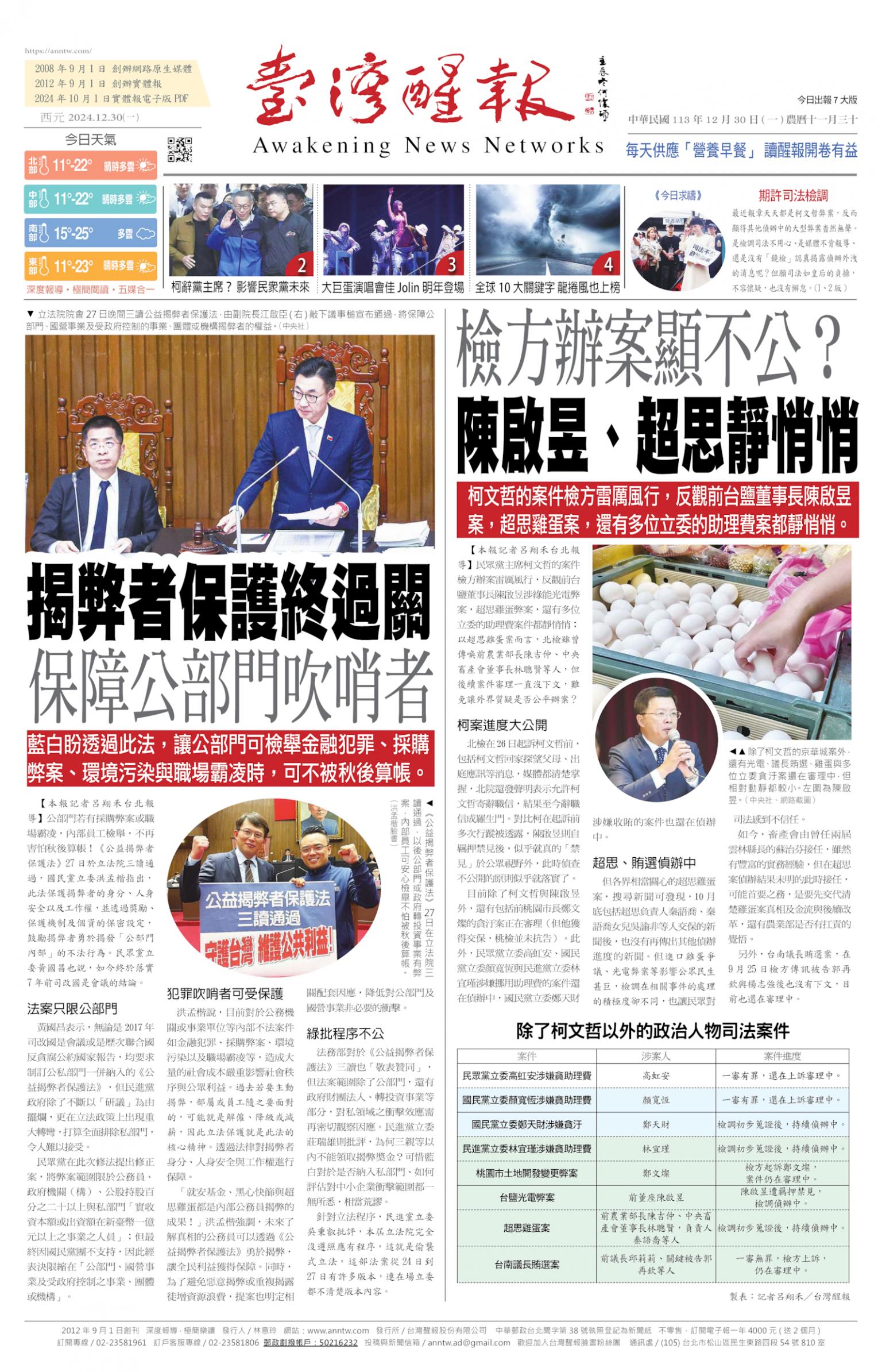 台灣醒報 [2024/12/30]