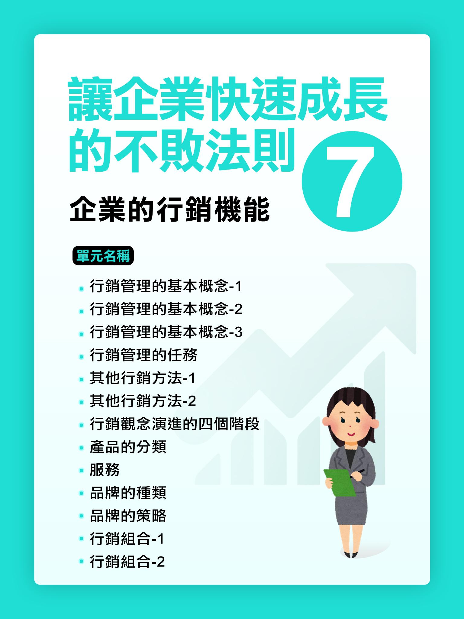 讓企業快速成長的不敗法則(7)企業的行銷機能【千華影音書】