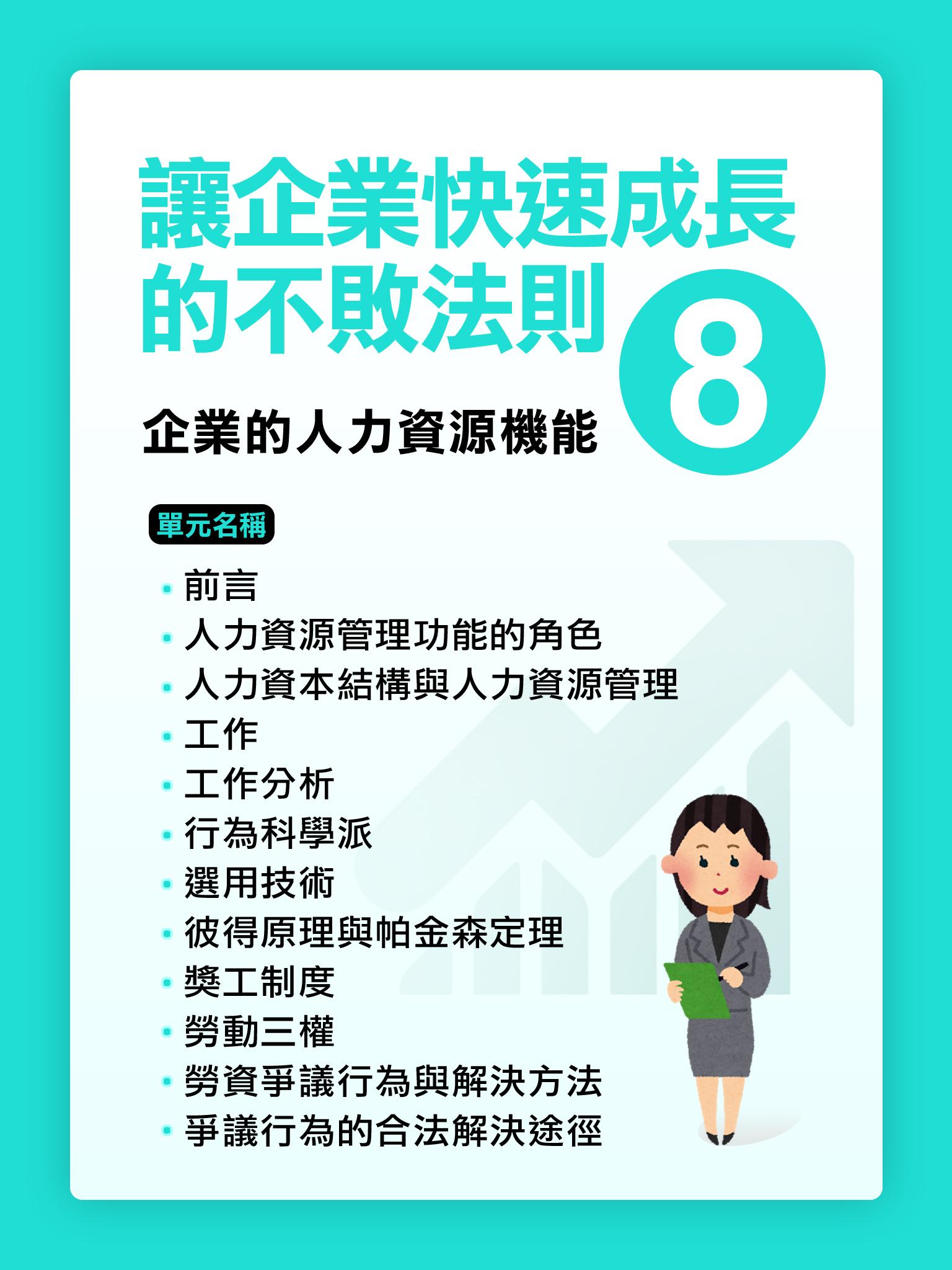 讓企業快速成長的不敗法則(8)企業的人力資源機能【千華影音書】